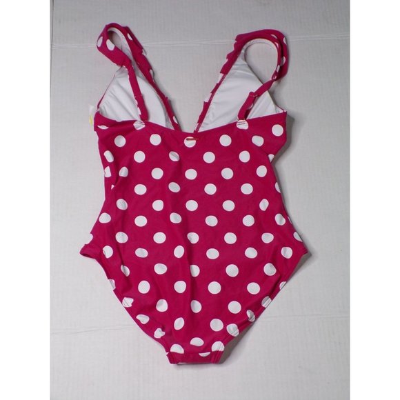 SEA LEVEL Frill One Piece Swimsuit Pink Polka Dot Print 10 NEW - Picture 7 of 8